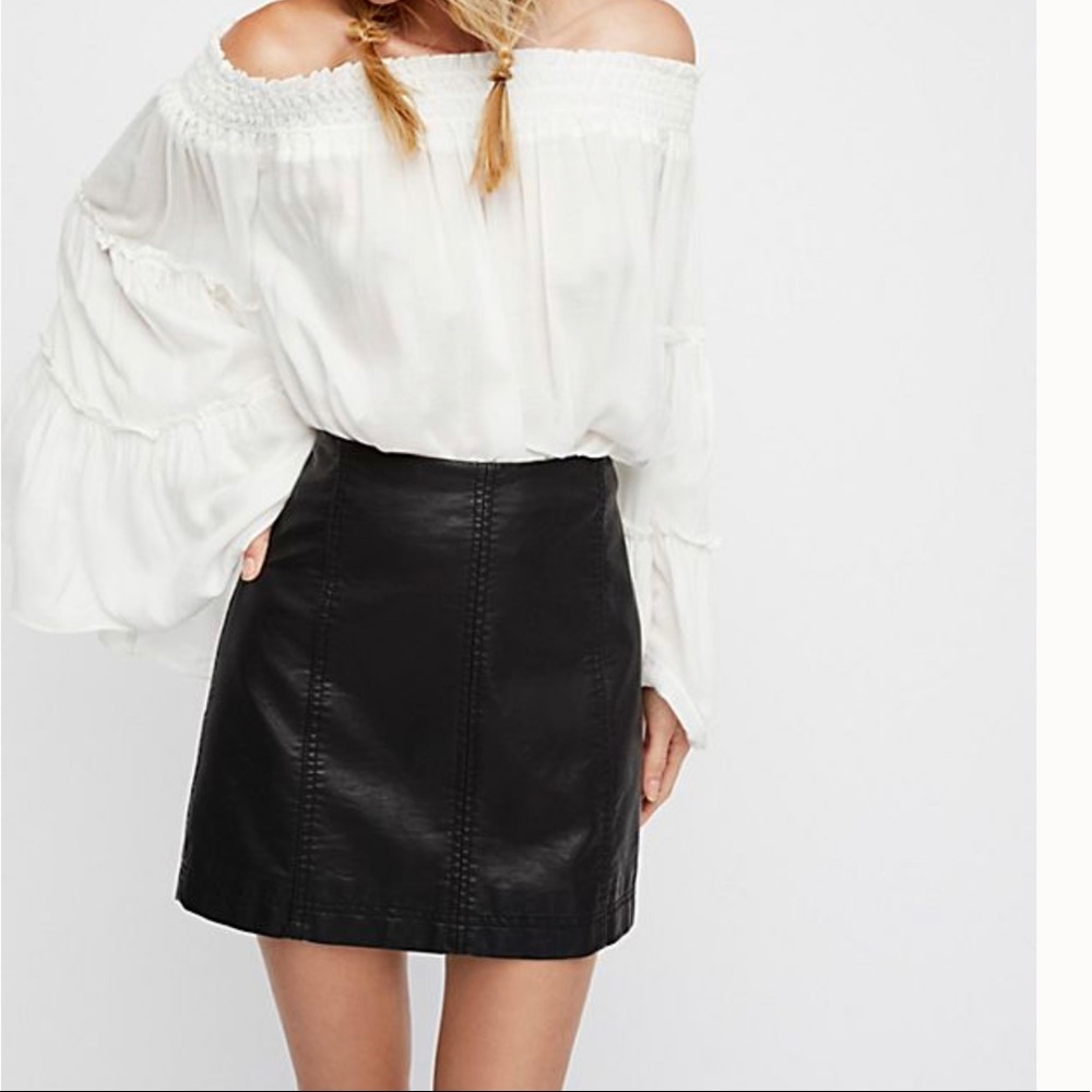 Free People Vegan Leather Mini Skirt